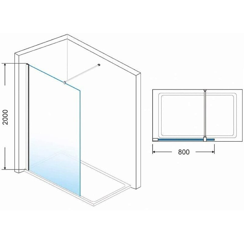 Dušisein Aqualux Walk-in 800, must hind ja info | Dušikabiinide uksed ja seinad | kaup24.ee