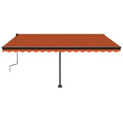 vidaXL käsitsi sissetõmmatav varikatus LEDiga, 450x350 cm, oranž/pruun цена и информация | Зонты, маркизы, стойки | kaup24.ee