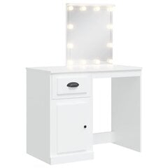vidaXL LED-valgustusega tualettlaud, valge, 90 x 42 x 132,5 cm hind ja info | Tualettlauad | kaup24.ee