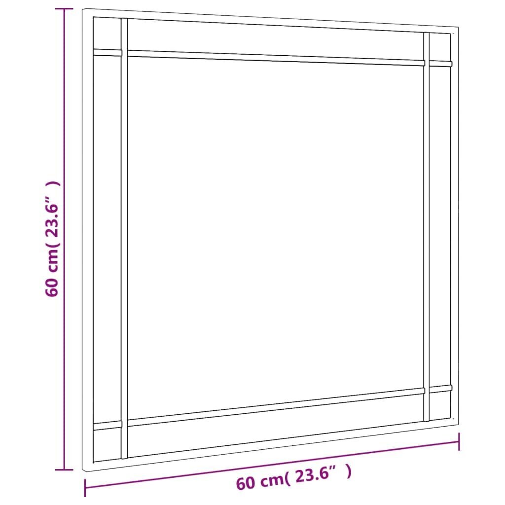 vidaXL seinapeegel, must, 60 x 60 cm, kandiline, raud цена и информация | Peeglid | kaup24.ee