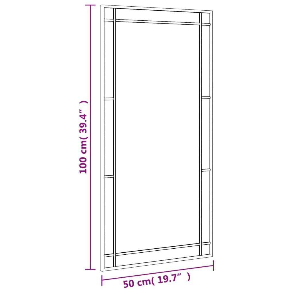 vidaXL seinapeegel, must, 50 x 100 cm, ristkülikukujuline, raud hind ja info | Peeglid | kaup24.ee