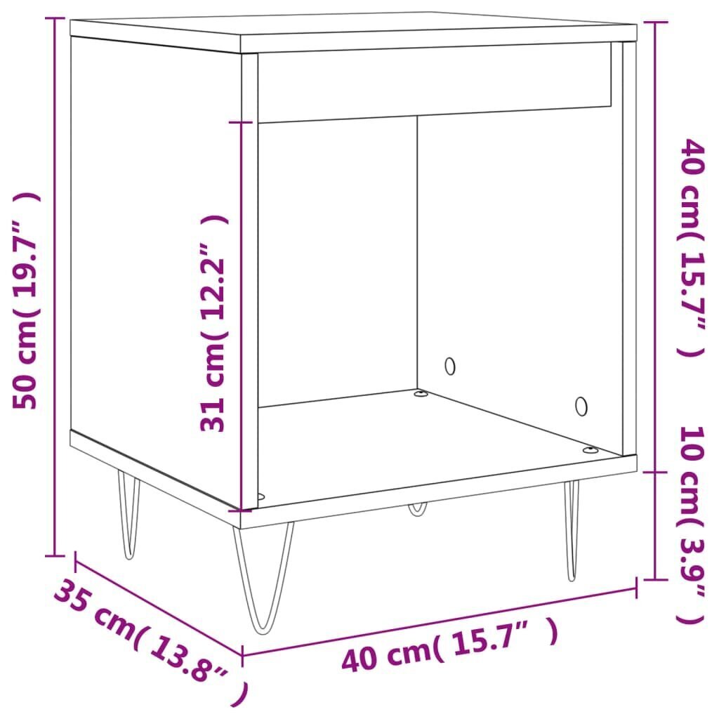 vidaXL öökapp, kõrgläikega valge, 40 x 35 x 50 cm, tehispuit hind ja info | Öökapid | kaup24.ee