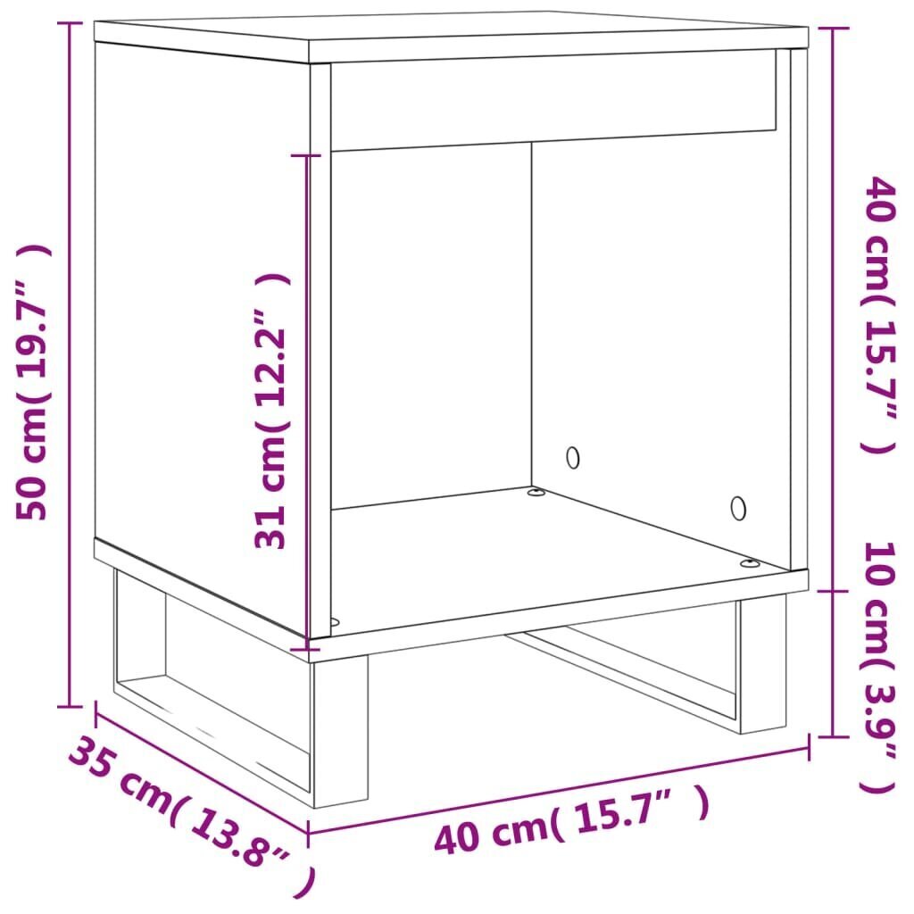 vidaXL öökapid 2 tk, hall Sonoma tamm, 40 x 35 x 50 cm, tehispuit цена и информация | Öökapid | kaup24.ee