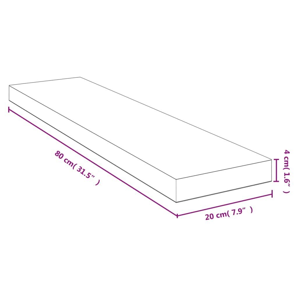 vidaXL seinariiul, 80x20x4 cm, bambus цена и информация | Riiulid | kaup24.ee