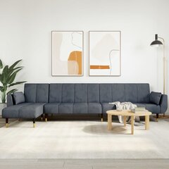 vidaXL L-kujuline diivanvoodi, tumehall, 275 x 140 x 70 cm, samet цена и информация | Диваны | kaup24.ee