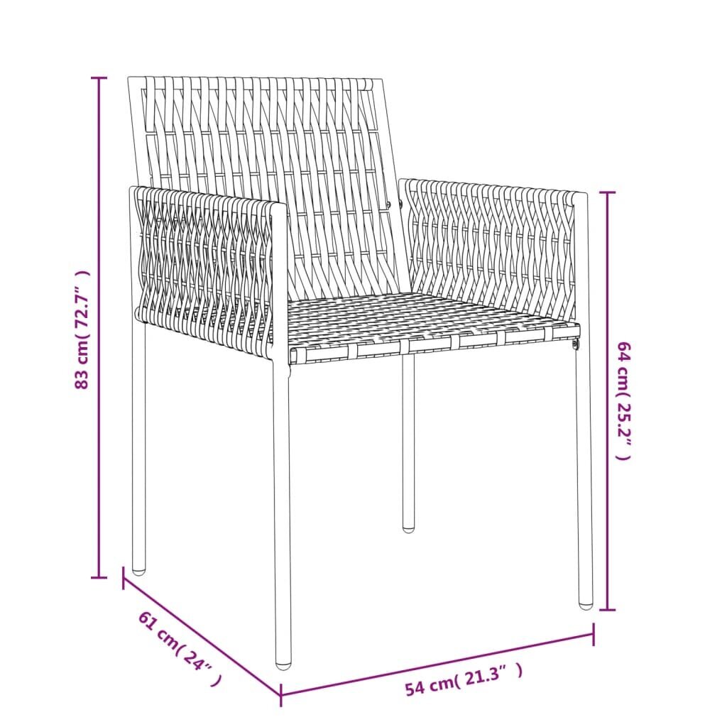 vidaXL aiatoolid patjadega 6 tk, must, 54 x 61 x 83 cm, polürotang hind ja info | Aiatoolid | kaup24.ee