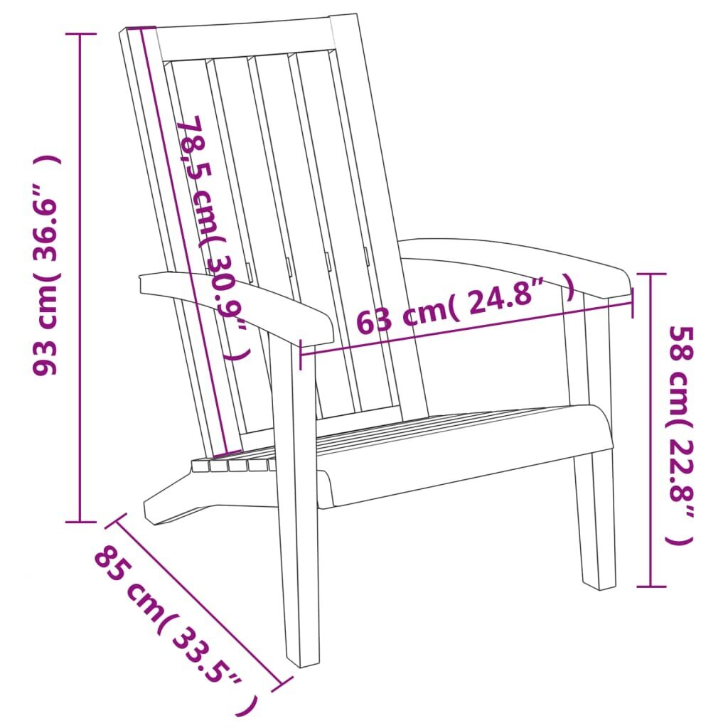 vidaXL aia Adirondack tool, must, polüpropüleen цена и информация | Aiatoolid | kaup24.ee