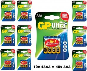 Patareid GP Ultra Plus AAA, 40tk цена и информация | Батареи | kaup24.ee