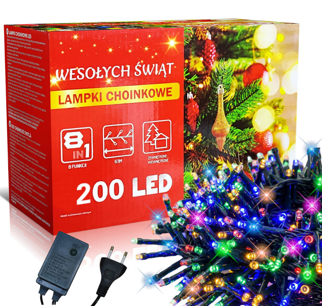 Jõulupuude värvilised jõulutuled 200 LED-i ja 8 funktsiooniga hind ja info | Jõulutuled | kaup24.ee