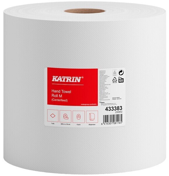 Paberrätik Katrin Basic M Centrefeed, rull, 300m, 1 kiht hind ja info | WC-paber, majapidamispaber | kaup24.ee