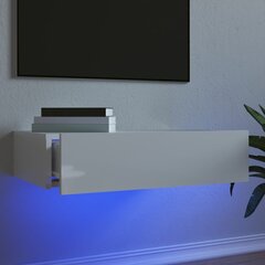 vidaXL telerialus LED-tuledega, kõrgläikega valge, 60 x 35 x 15,5 cm hind ja info | TV alused | kaup24.ee