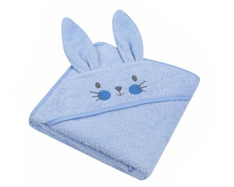 Kapuutsiga laste rätik Rabbit, 80x80 cm, sinine hind ja info | Vannitooted | kaup24.ee
