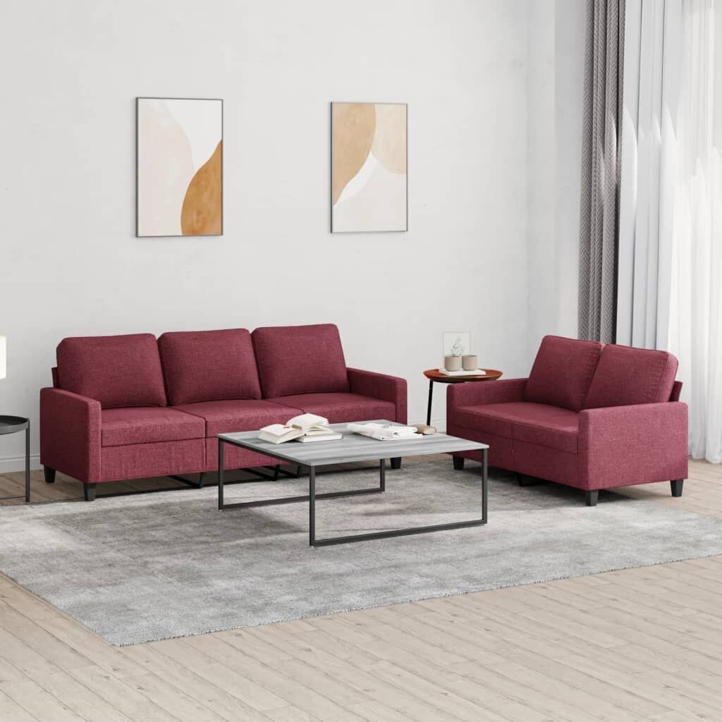 2-osaline diivanikomplekt vidaXL, punane hind ja info | Pehme mööbli komplektid  | kaup24.ee