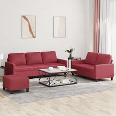 3-osaline diivanikomplekt vidaXL, punane hind ja info | Pehme mööbli komplektid | kaup24.ee