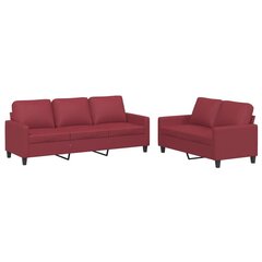 2-osaline diivanikomplekt vidaXL, punane hind ja info | Pehme mööbli komplektid | kaup24.ee