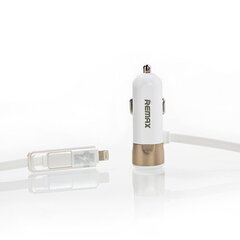 REMAX Car Charger RCC-102 - USB - 3,4A with 2 in 1 cable Micro USB, Lightning gold цена и информация | Зарядные устройства для телефонов | kaup24.ee