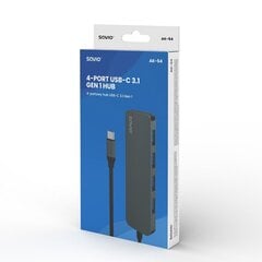 USB Centrmezgls Savio AK-53 4-Port USB-C 3.1 Gen 1 цена и информация | Адаптеры и USB-hub | kaup24.ee