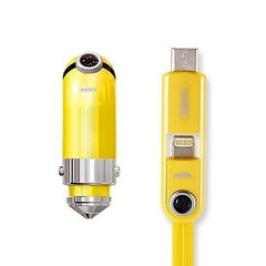 REMAX Car Charger Cutie RCC-211 - USB - 2,4A with 3 in 1 cable Micro USB, Lightning, Type C YELLOW цена и информация | Зарядные устройства для телефонов | kaup24.ee