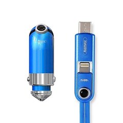 REMAX Car Charger Cutie RCC-211 - USB - 2,4A with 3 in 1 cable Micro USB, Lightning, Type C BLUE цена и информация | Зарядные устройства для телефонов | kaup24.ee