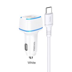 KAKU Car Charger KSC-528 Shengyu - 2xUSB - 2,8A with USB to Type C white цена и информация | Зарядные устройства для телефонов | kaup24.ee