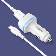 KAKU Car Charger KSC-528 Shengyu - 2xUSB - 2,8A with USB to Micro USB white цена и информация | Зарядные устройства для телефонов | kaup24.ee