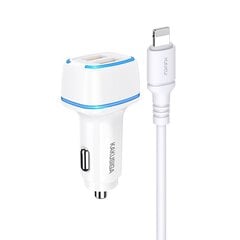 KAKU Car Charger KSC-528 Shengyu - 2xUSB - 2,8A with USB to Lightning white цена и информация | Зарядные устройства для телефонов | kaup24.ee