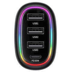 USAMS Ład. sam. 1xUSB-C 3xUSB-A C34 48W 3A+C PD Fast Charge czarny|black CC170CC01 (US-CC170) цена и информация | Зарядные устройства для телефонов | kaup24.ee