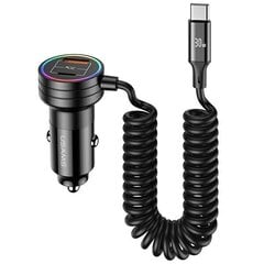 USAMS Ład. sam. 2xUSB-C 1xUSB-A C33 60W with spring cable Fast Charge czarny|black CC167CC01 (US-CC167) цена и информация | Зарядные устройства для телефонов | kaup24.ee