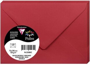 Декоративный конверт POLLEN, Clairefontaine, 75x100мм, 120гр, ярко-красный sp. цена и информация | Конверты, открытки | kaup24.ee