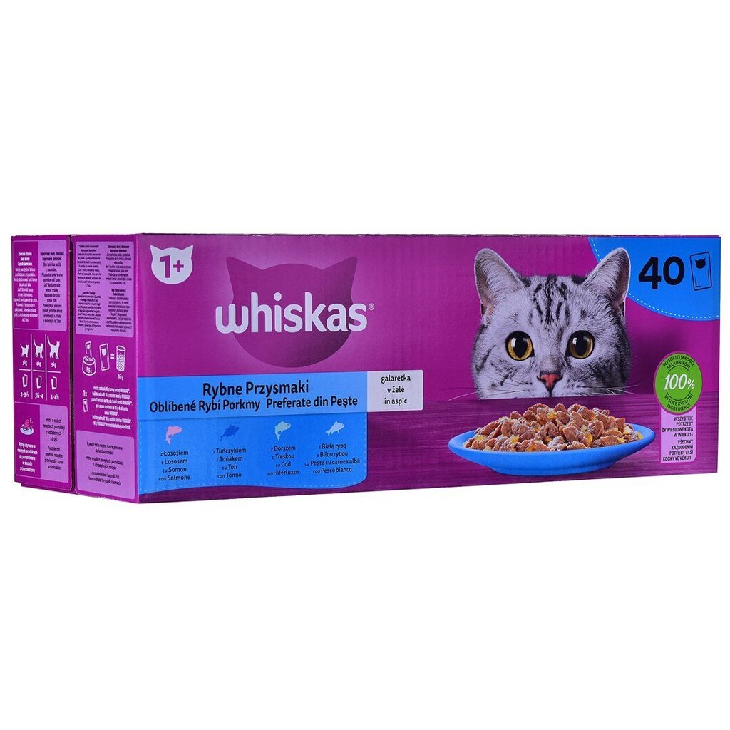 Konserv kassidele Whiskas Fish Favourites in jelly, 40x85 g цена и информация | Maiustused kassidele | kaup24.ee