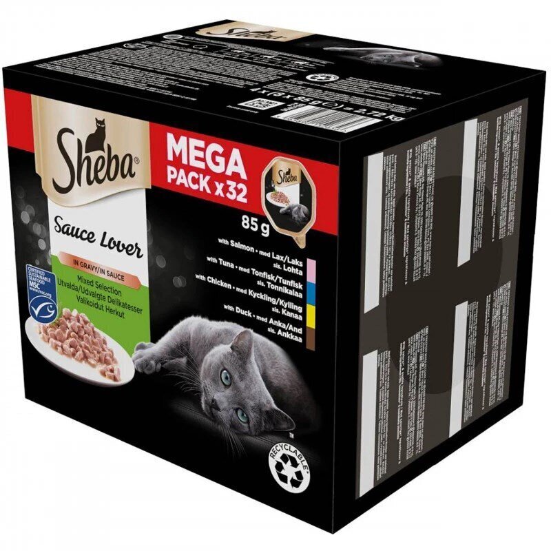 Konservide komplekt kassidele Sheba Kot Sauce Lover Mega Pack, 32x85 g hind ja info | Konservid kassidele | kaup24.ee
