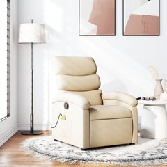 Откидное массажное кресло vidaXL, кремовое, ткань цена и информация | Кресла в гостиную | kaup24.ee