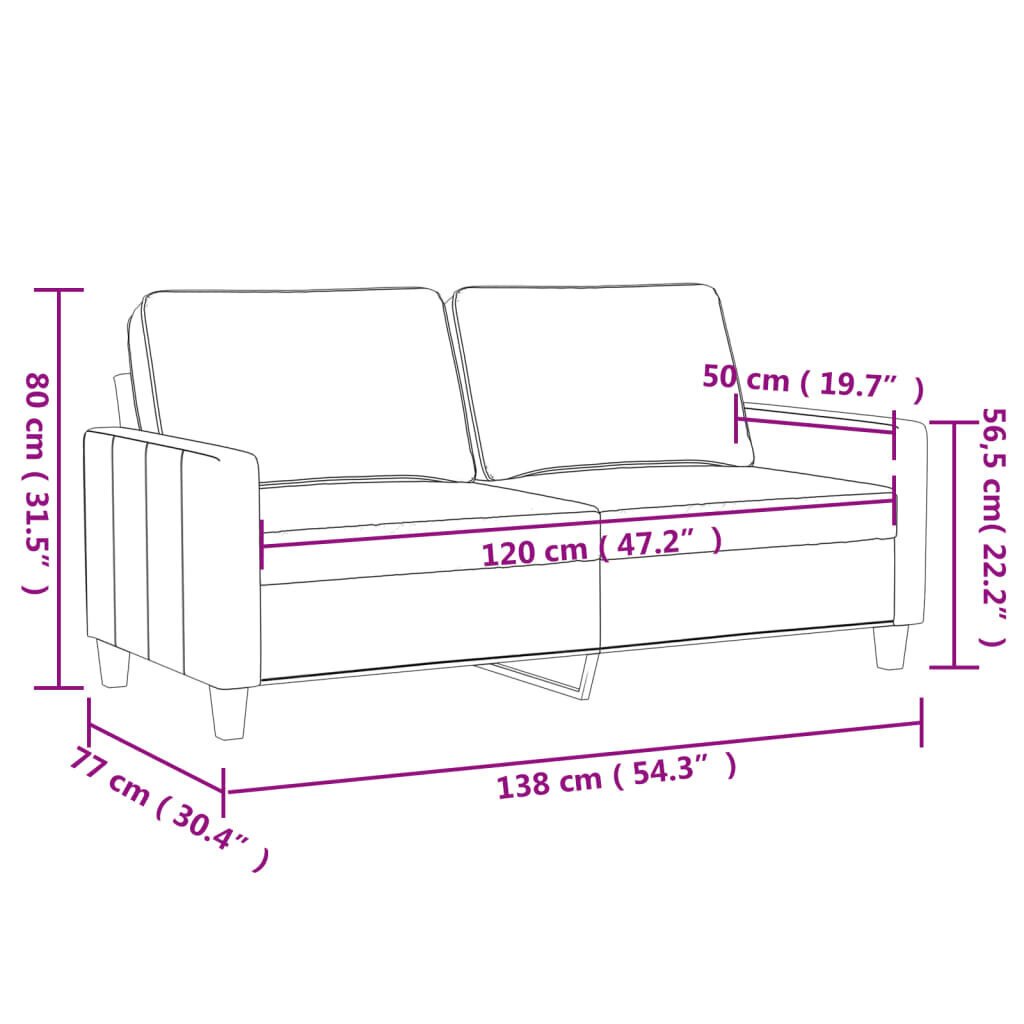 vidaXL 2-kohaline diivan, hall,120 cm, kunstnahast hind ja info | Diivanid ja diivanvoodid | kaup24.ee