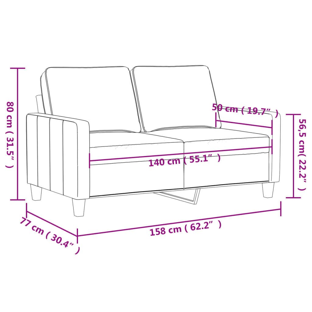 vidaXL kahekohaline diivan, kreemjas, 140 cm, kunstnahk hind ja info | Diivanid ja diivanvoodid | kaup24.ee