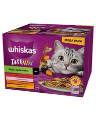 Whiskas täiskasvanud kassidele, veiseliha, lõhe, kana ja kalkuniliha, kana ja tursaga, 48x85 g hind ja info | Konservid kassidele | kaup24.ee