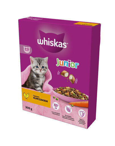 Whiskas noortele kassidele, kanaga, 6x300 g цена и информация | Kuivtoit kassidele | kaup24.ee