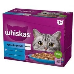 Whiskas täiskasvanud kassidele lõhe, tuunikala, tursa ja valge kalaga, 48x85 g hind ja info | Konservid kassidele | kaup24.ee