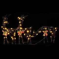 vidaXL jõulukaunistus põhjapõtrade perekond, 90 LEDi soe valge, rotang цена и информация | Декорации | kaup24.ee