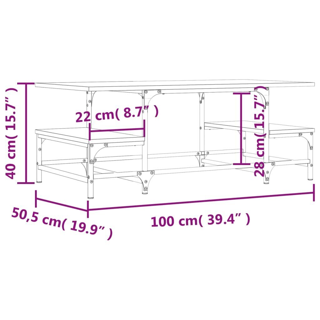 vidaXL kohvilaud, must, 100 x 50,5 x 40 cm, tehispuit hind ja info | Diivanilauad | kaup24.ee