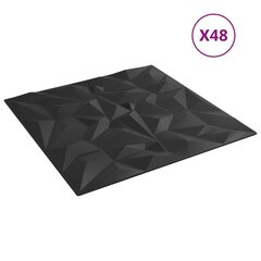 vidaXL seinapaneelid 48 tk, must, 50 x 50 cm, EPS 12 m² ametüst цена и информация | Элементы декора для стен, потолка | kaup24.ee