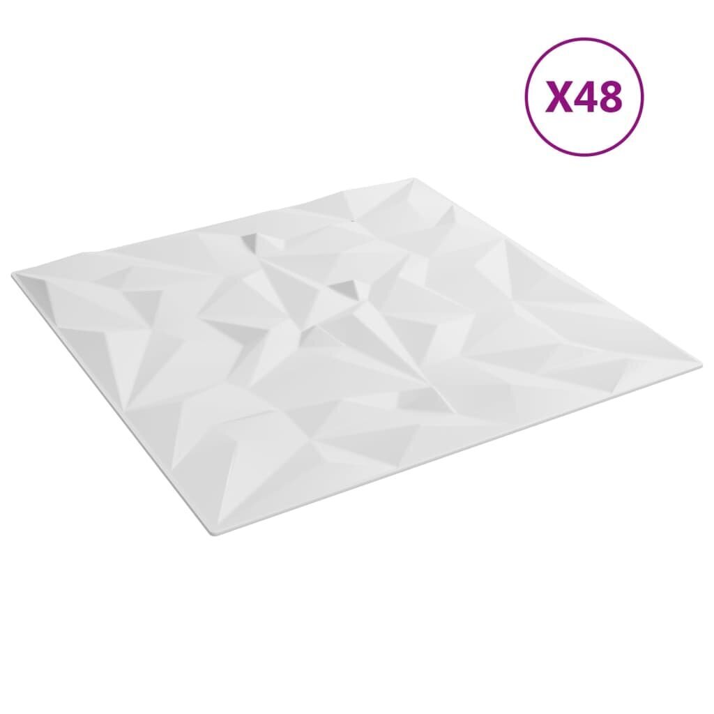 vidaXL seinapaneelid 48 tk, valge, 50 x 50 cm, EPS 12 m² ametüst цена и информация | Lae-, seinakaunistus elemendid | kaup24.ee