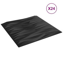 vidaXL seinapaneelid 24 tk, must, 50 x 50 cm, EPS 6 m², kivi hind ja info | Lae-, seinakaunistus elemendid | kaup24.ee