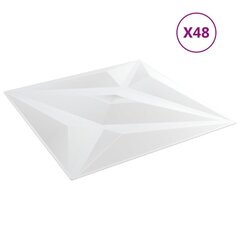 vidaXL seinapaneelid 48 tk, valge, 50 x 50 cm, EPS 12 m², täht цена и информация | Элементы декора для стен, потолка | kaup24.ee