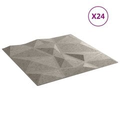 vidaXL seinapaneelid 24 tk, betoonhall, 50 x 50 cm, EPS 6 m², teemant hind ja info | Lae-, seinakaunistus elemendid | kaup24.ee