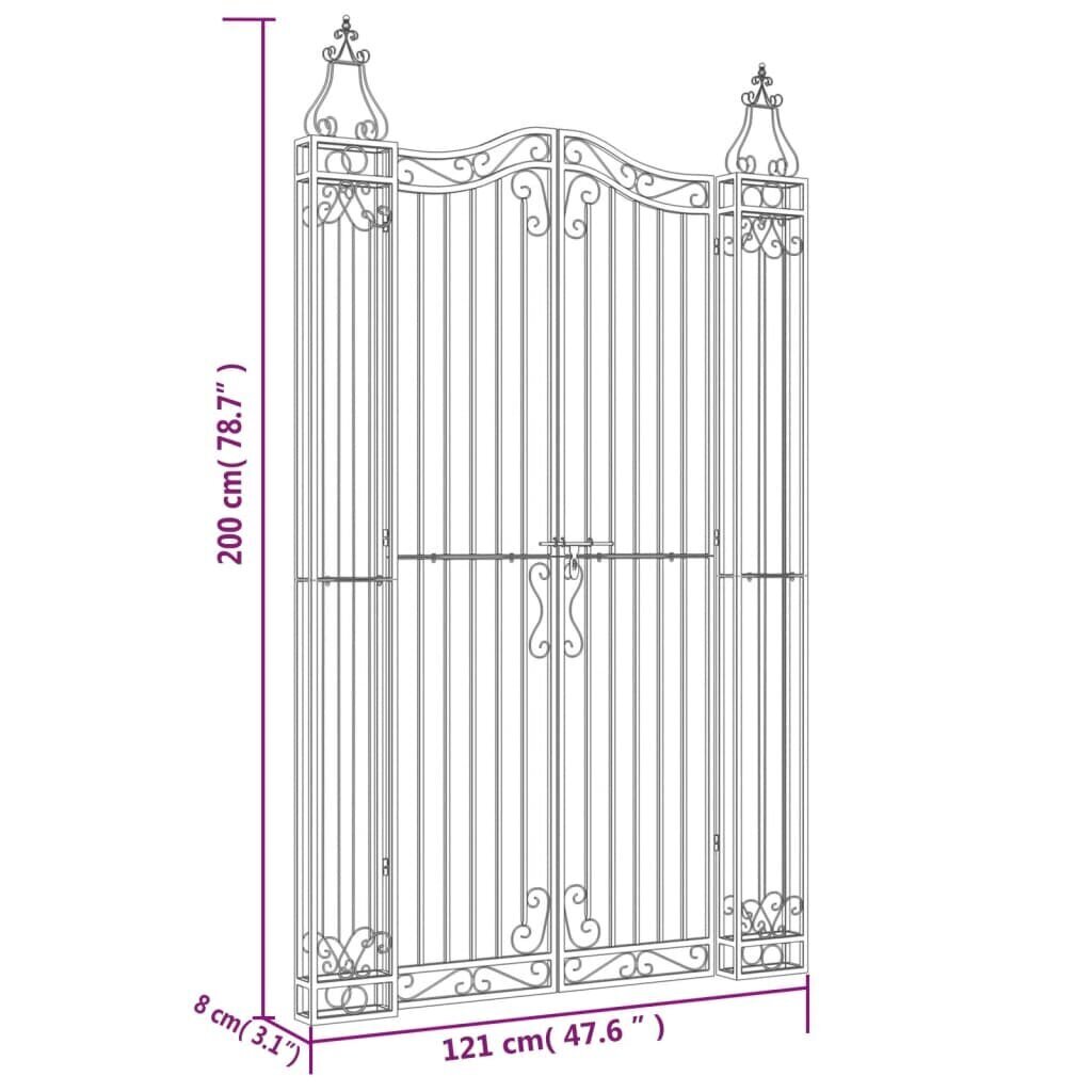 vidaXL aiavärav, must, 121 x 8 x 200 cm, sepistatud raud hind ja info | Aiad ja tarvikud | kaup24.ee