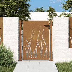 vidaXL aiavärav, 105 x 130 cm, Corteni teras, rohu disain hind ja info | Aiad ja tarvikud | kaup24.ee