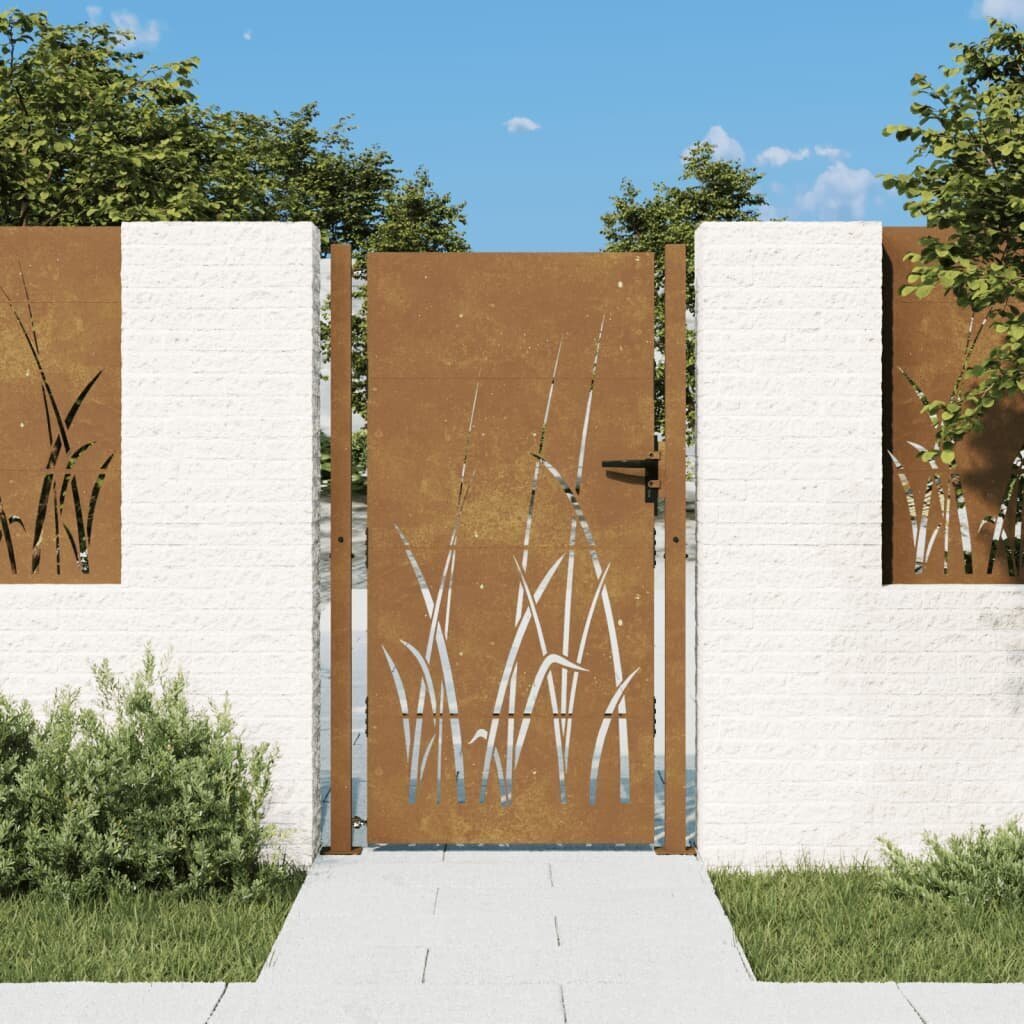 vidaXL aiavärav, 105 x 205 cm, Corteni teras, rohu disain цена и информация | Aiad ja tarvikud | kaup24.ee