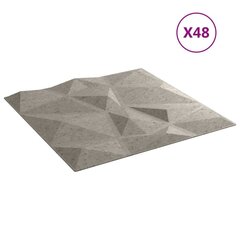 vidaXL seinapaneelid 48 tk, betoonhall, 50 x 50 cm, EPS 12 m², teemant цена и информация | Элементы декора для стен, потолка | kaup24.ee