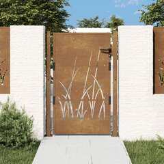 vidaXL aiavärav, 105 x 130 cm, Corteni teras, rohu disain hind ja info | Aiad ja tarvikud | kaup24.ee