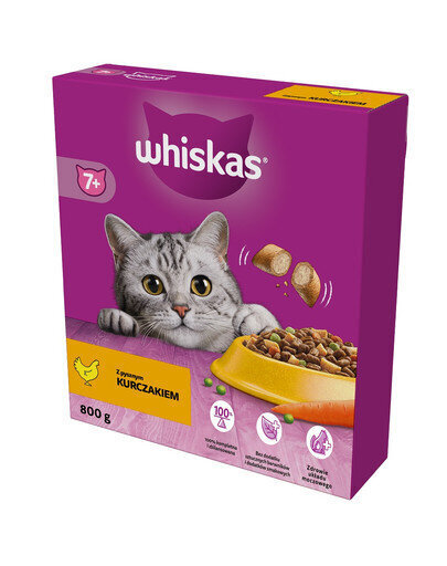 Whiskas vanematele kassidele, kanaga, 5x800 g цена и информация | Kuivtoit kassidele | kaup24.ee